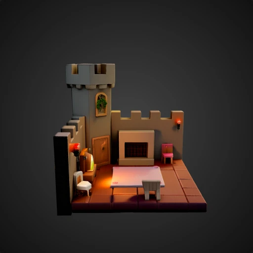 3D model preview of Low-Poly Castle Room Interior