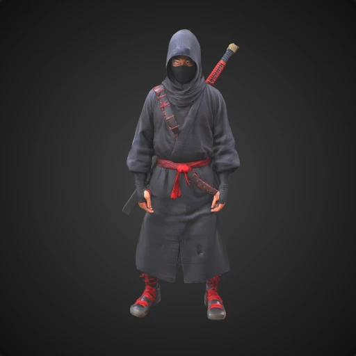 3D model preview of Stealthy Ninja with Katana