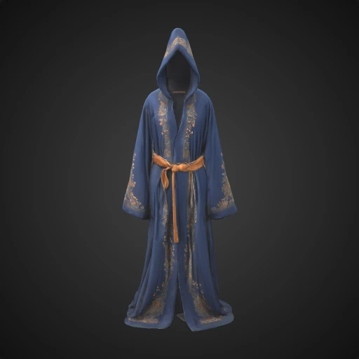3D model preview of Elegant Blue Wizard Robe