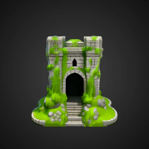 3D model preview of Moss-Covered Stone Castle Tower