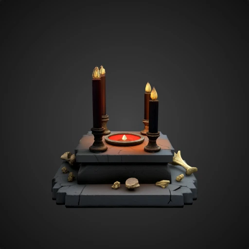 3D model preview of Necromancer's Ritual Altar with Candles