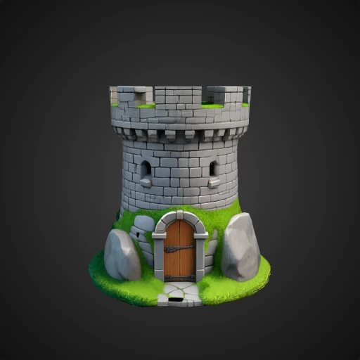 3D model preview of Stone Tower with Mossy Base