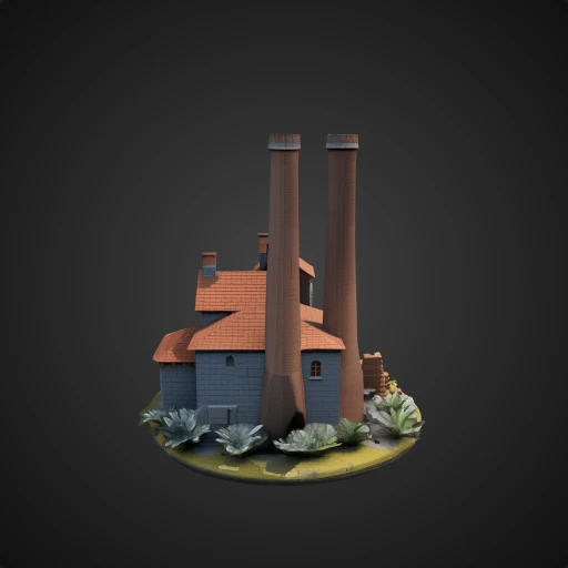 3D model preview of Stone Foundry with Smokestack