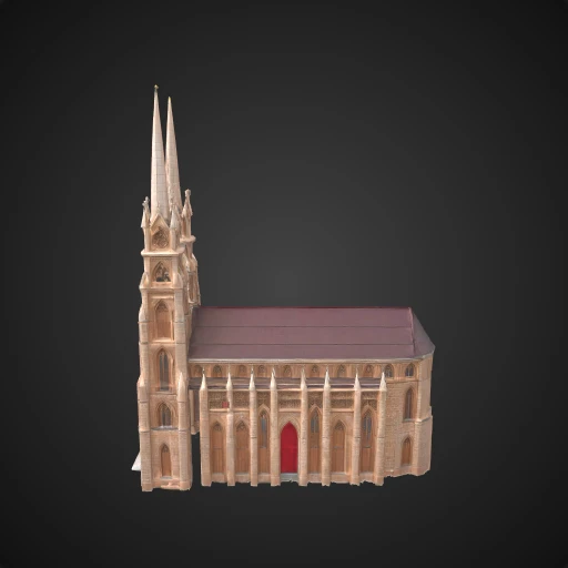 3D model preview of Gothic Cathedral with Twin Spires