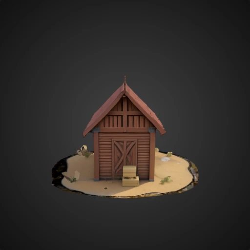 3D model preview of Rustic Wooden Warehouse with Crates