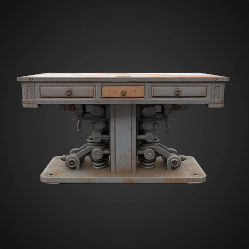 3D model preview of Industrial Desk with Hydraulic Base