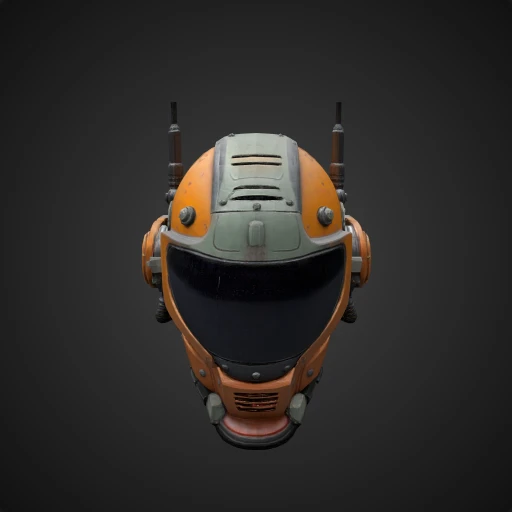 3D model preview of Orange Cyberpunk Helmet with Antenna